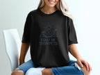Black t-shirt with "Feast of Trumpets - Call to Gather" text and graphic.