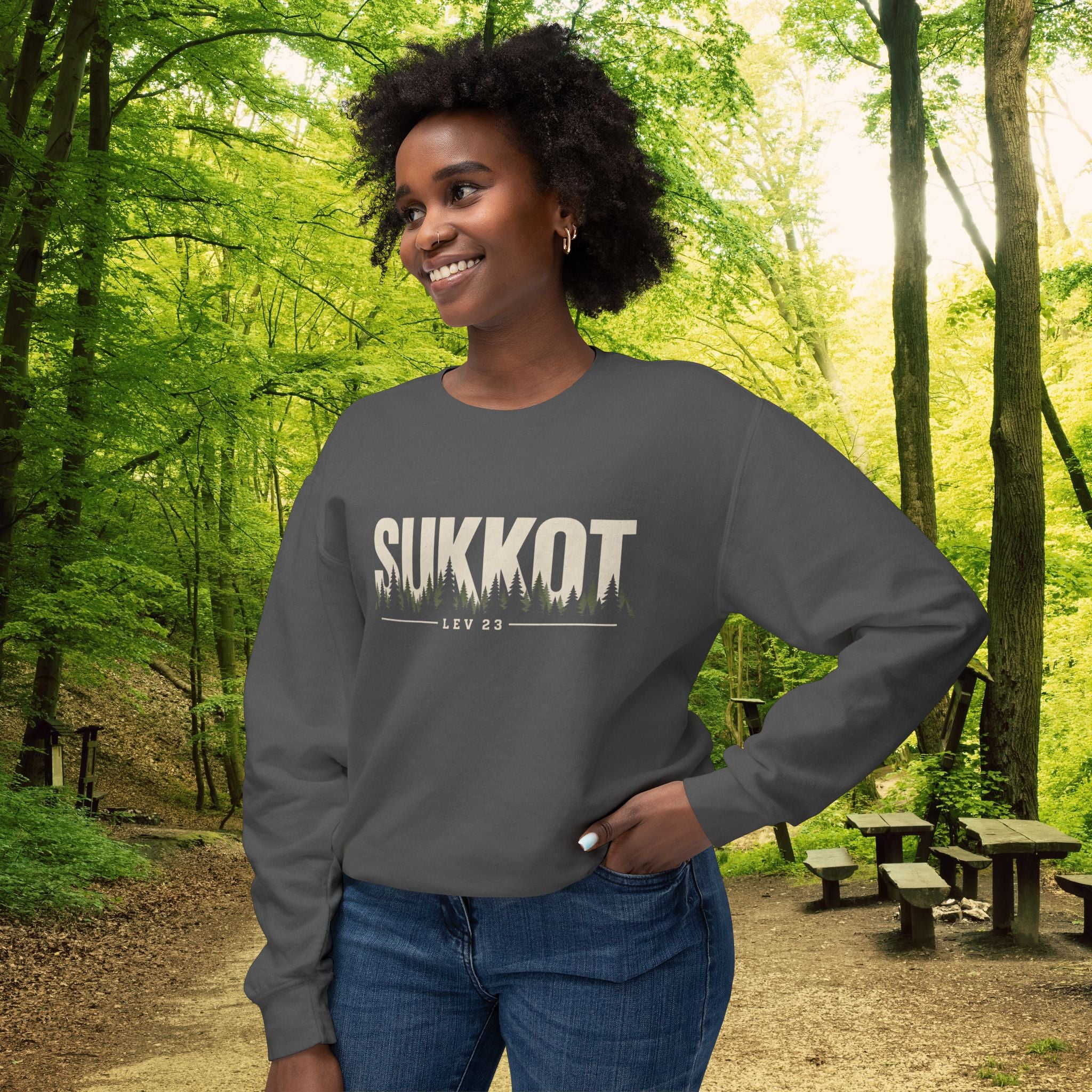 Sukkot Among the Pines Sweatshirt | Biblical Feast of Tabernacles Crewneck | Lev 23