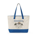 Canvas Tote Bag — Mountain Adventure Zip Tote with Sunrise Peak Design