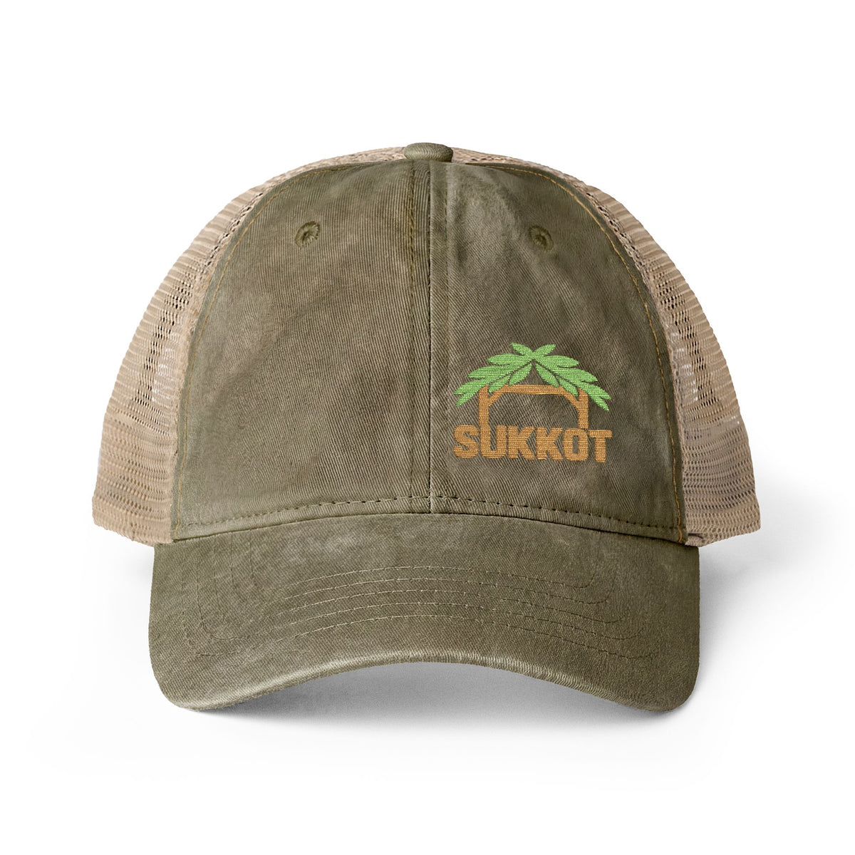Sukkot – Women's Embroidered Ponytail Hat