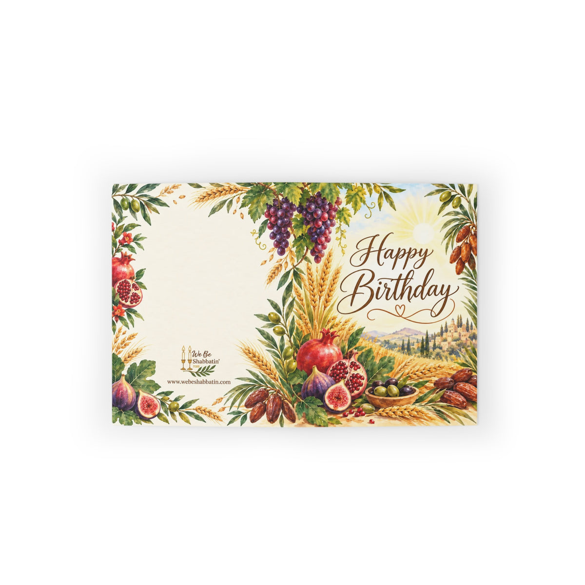 Seven Species Happy Birthday Greeting Card | Biblical Faith-Based Birthday Card (8, 16, and 24 pcs)