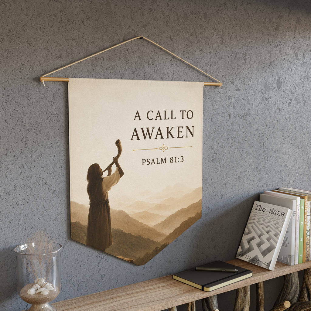 A Call to Awaken | Psalm 81:3 Shofar Wall Pennant