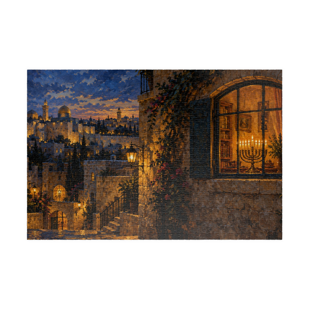 Hanukkah in Jerusalem – Glowing Hanukkiah Window Art Puzzle for Adults & Teens | 110–1014 Pieces