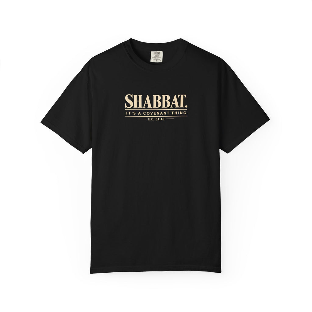 A black short-sleeve crewneck t-shirt featuring a small white silhouette of a twin-engine propeller airplane printed on the center chest, displayed against a clean white background.