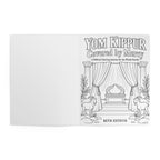 A book cover for 'Yom Kippur Covered by Mercy' by Beth Estevis, featuring a black and white line art illustration of a ceremonial ark under draped curtains with two goats at the base, shown against a plain white background.