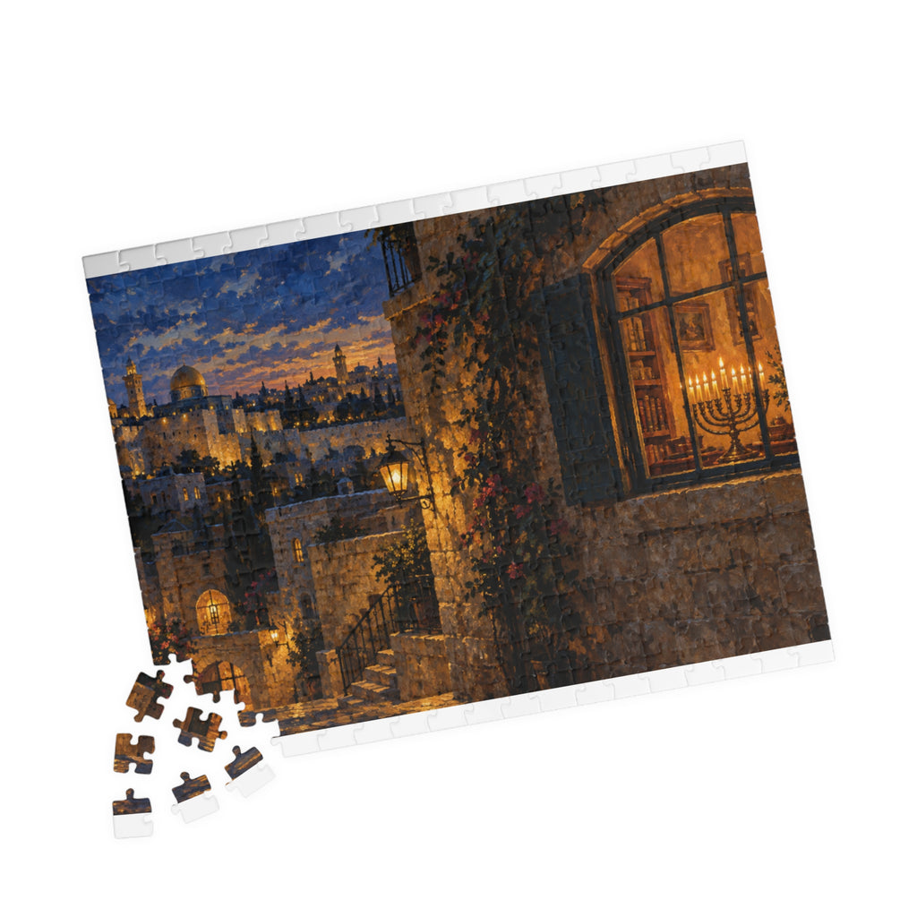 Hanukkah in Jerusalem – Glowing Hanukkiah Window Art Puzzle for Adults & Teens | 110–1014 Pieces