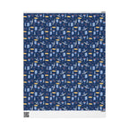 Judaica Gift Wrap with Challah, Kiddush Cup, Doves & Olive Branches