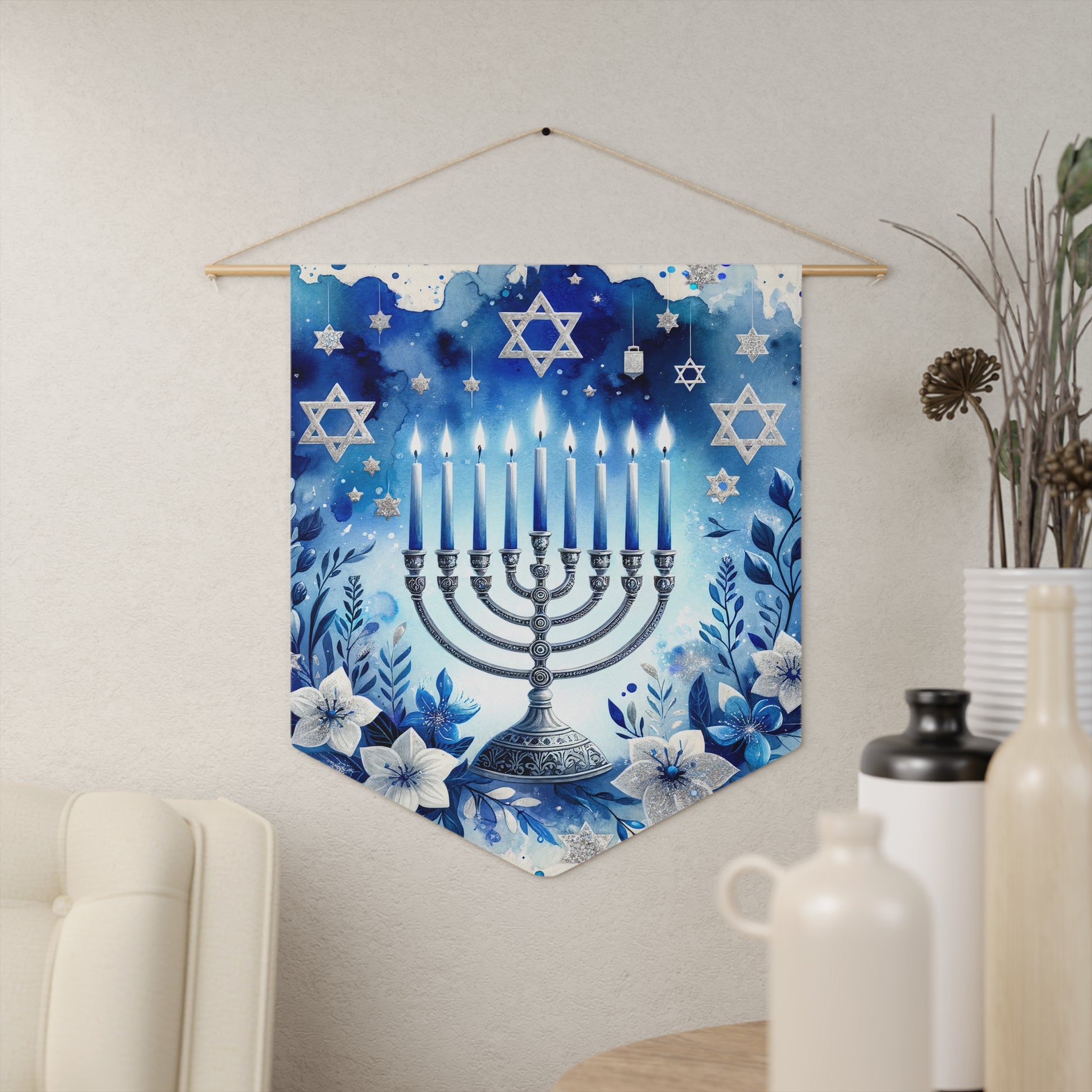Hanukkah Menorah | Festival of Lights Wall Pennant