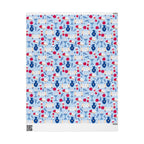 Light Blue Gift Wrap with Torah Scrolls, Challah, Apples | Judaica Wrapping Paper