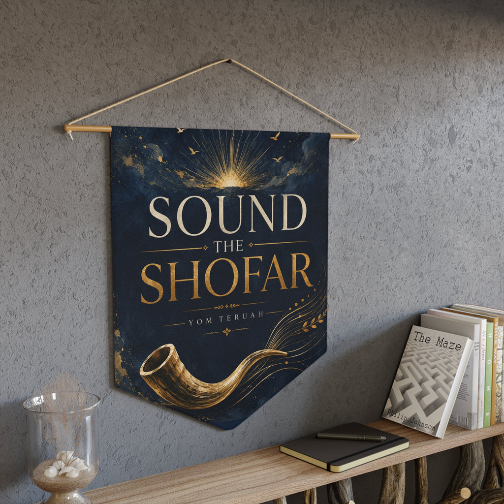 Sound the Shofar | Yom Teruah Midnight Blue Wall Pennant