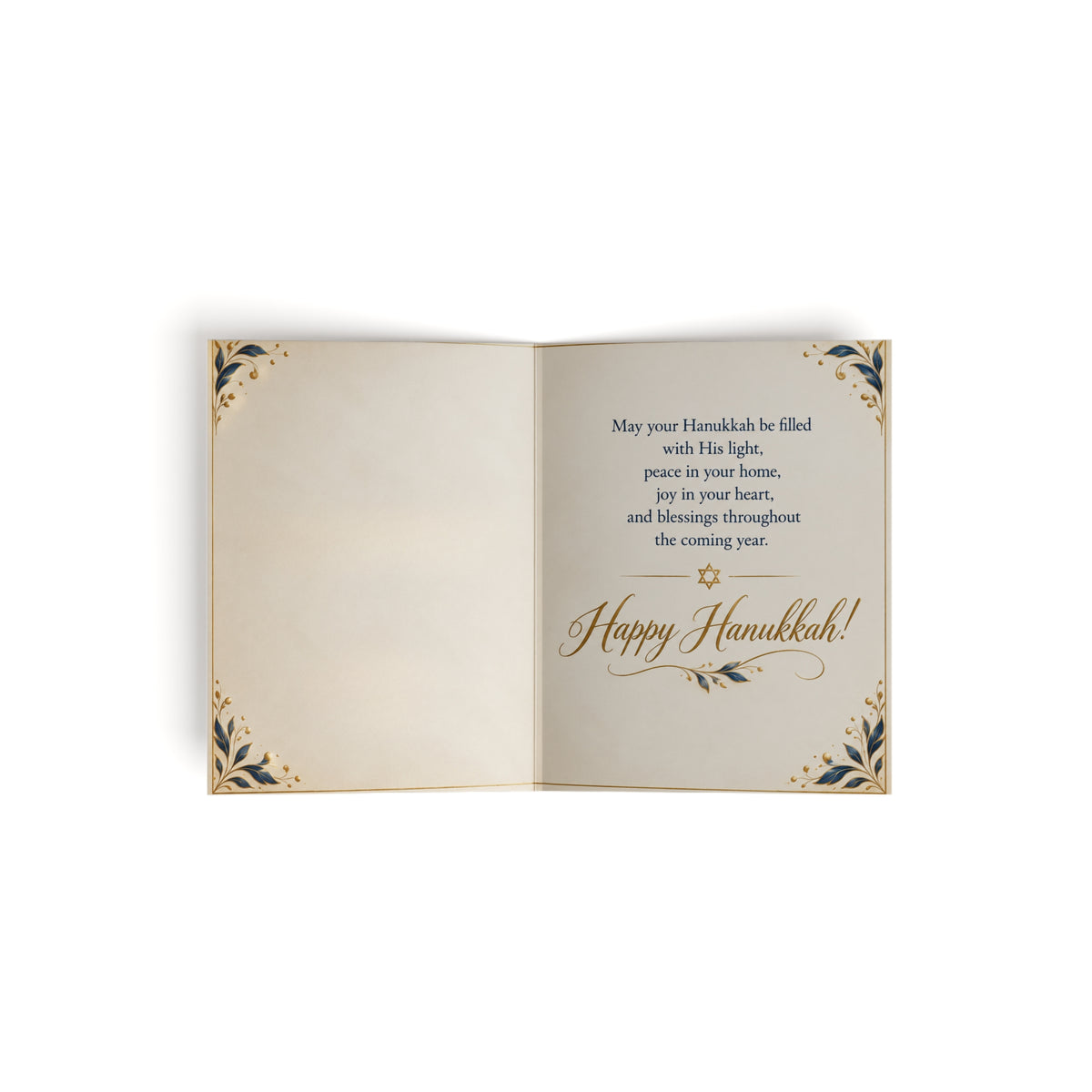 Elegant Gold Hanukkah Card | Ornate Menorah Festival of Lights Greeting Card (8, 16, and 24 pcs)