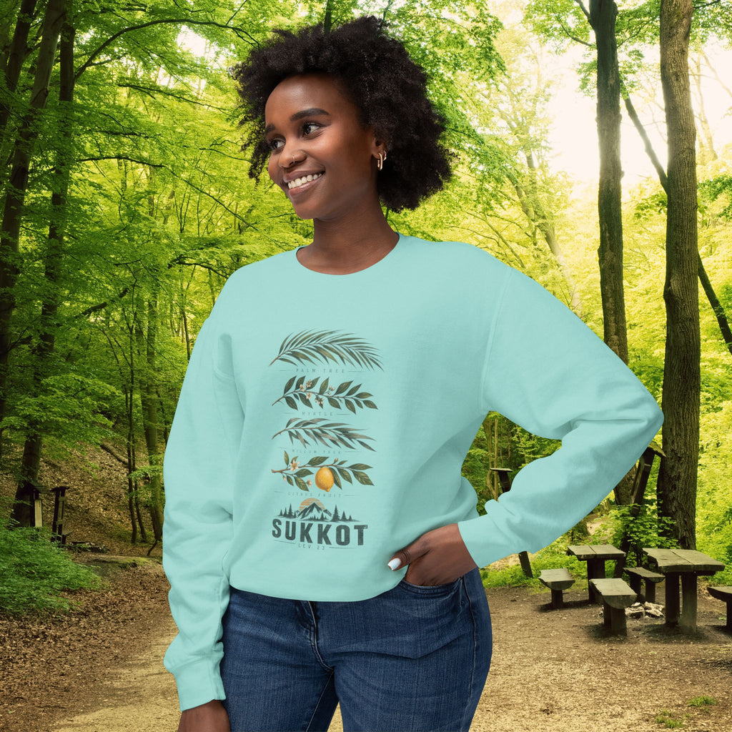 Sukkot Four Species Sweatshirt | Palm Myrtle Willow & Citron | Biblical Feast Day Crewneck Lev 23