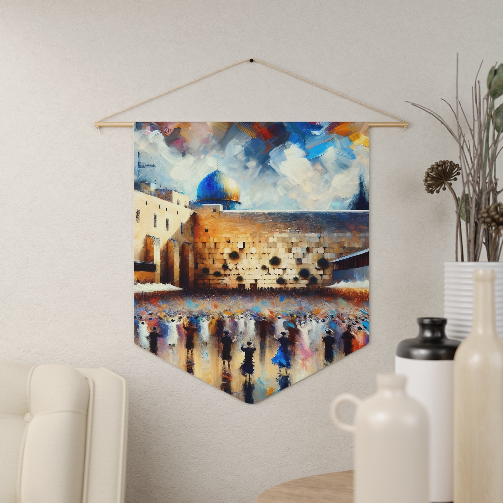 Jerusalem | Western Wall Watercolor Wall Pennant