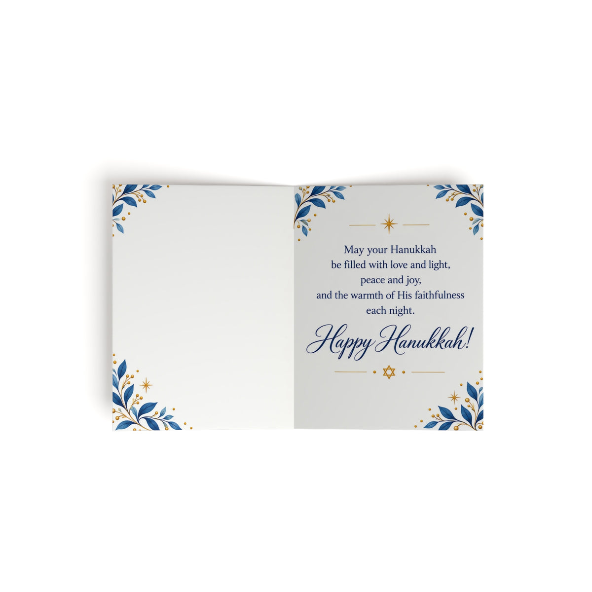 Love and Light Hanukkah Card | Festival of Lights Greeting Card | Blue & Gold Hanukkah Cards (8, 16, and 24 pcs)