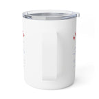 White tumbler with a clear lid on a white background