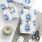 Star of David Wrapping Paper  | Blue Watercolor Judaica Gift Wrap