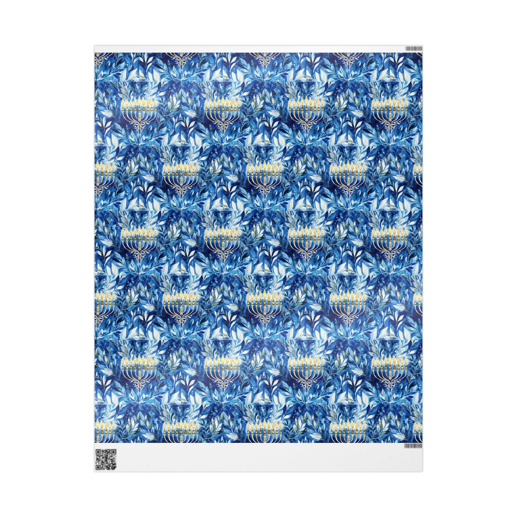 Menorah Blue Marble Swirl Wrapping Paper