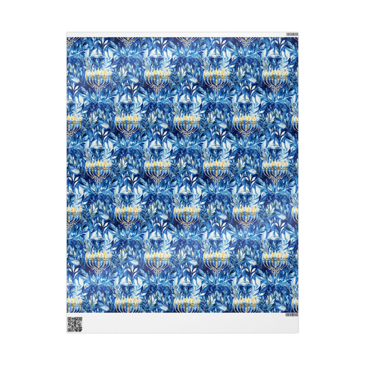 Menorah Blue Marble Swirl Wrapping Paper