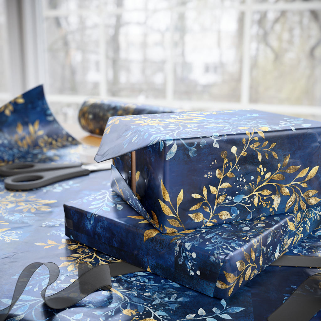 Elegant Blue & Gold Judaica Gift Wrap