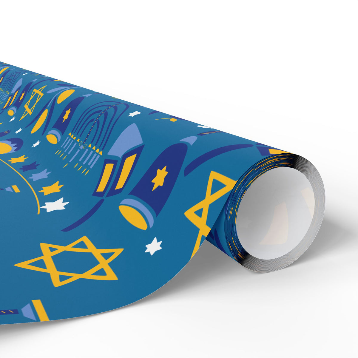 Hanukkah Wrapping Paper - Blue Gift Wrap with Menorahs