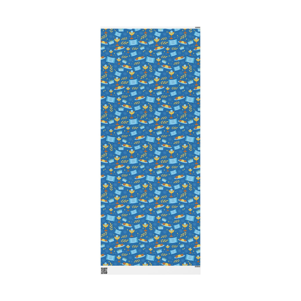 Gift Wrap with Scrolls, Challah, & Olive Branches | Judaica Wrapping Paper