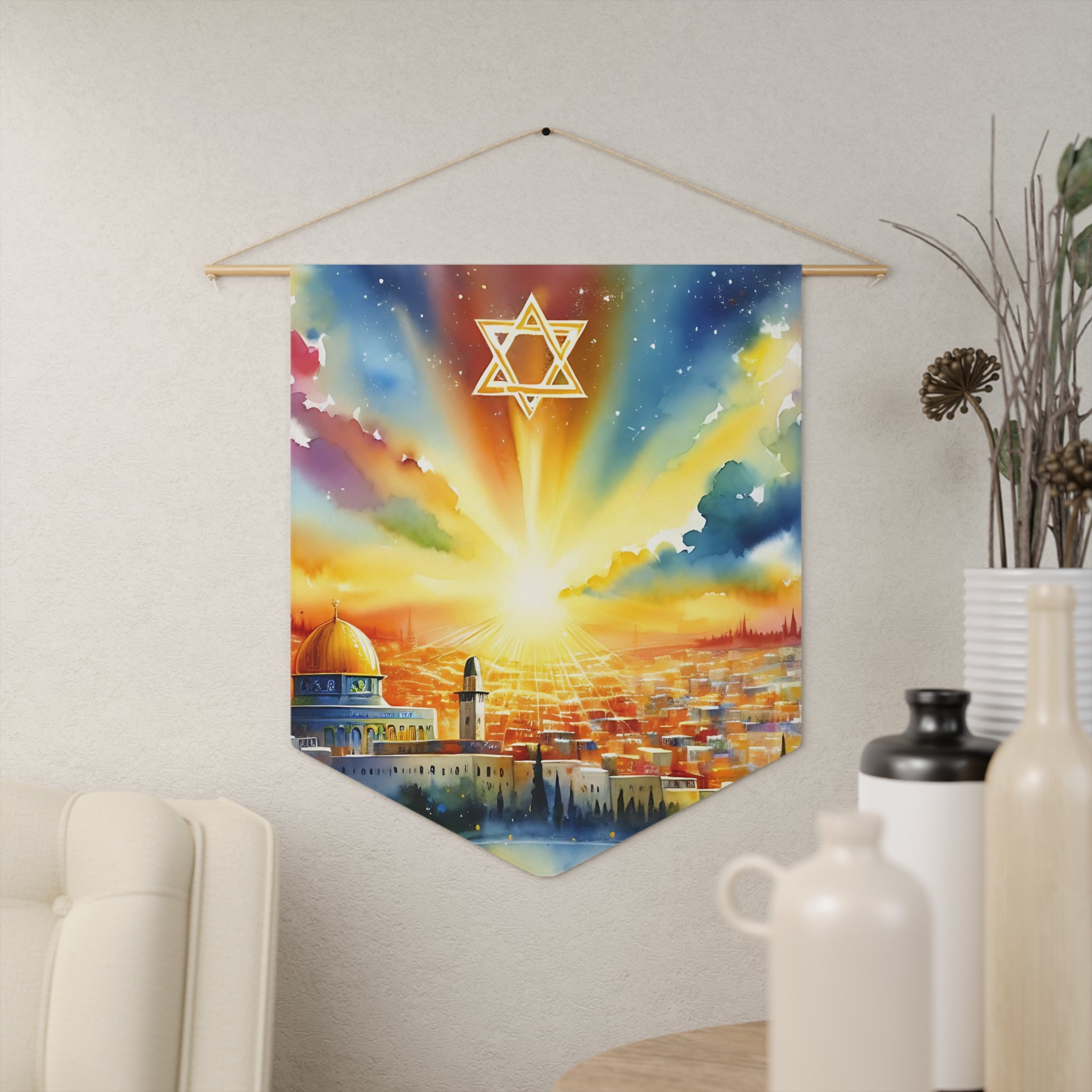 Light Over Jerusalem | Wall Pennant