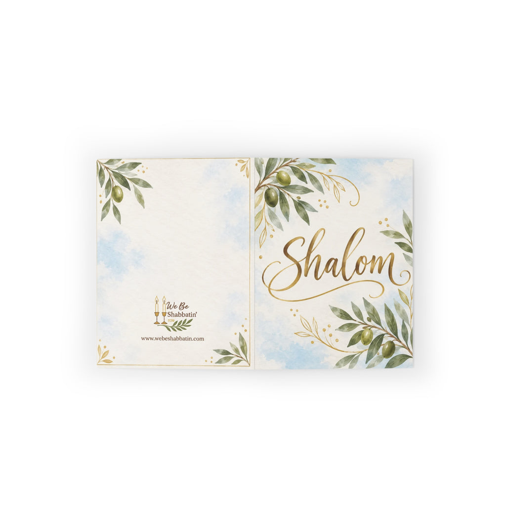 Olive Branch Shalom Greeting Card | Faith-Based Encouragement Card (8, 16, and 24 pcs)