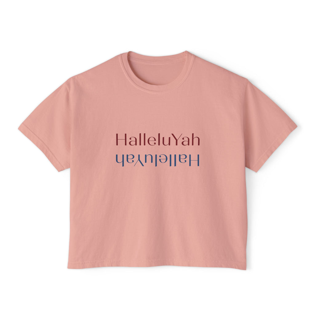 Inspirational Women's Boxy Tee - HalleluYah, Casual Wear, Christian Apparel, Gift for Her, Everyday Comfort