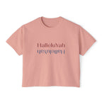 Inspirational Women's Boxy Tee - HalleluYah, Casual Wear, Christian Apparel, Gift for Her, Everyday Comfort