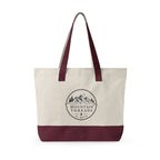 Canvas Tote Bag — Mountain Adventure Zip Tote with Sunrise Peak Design