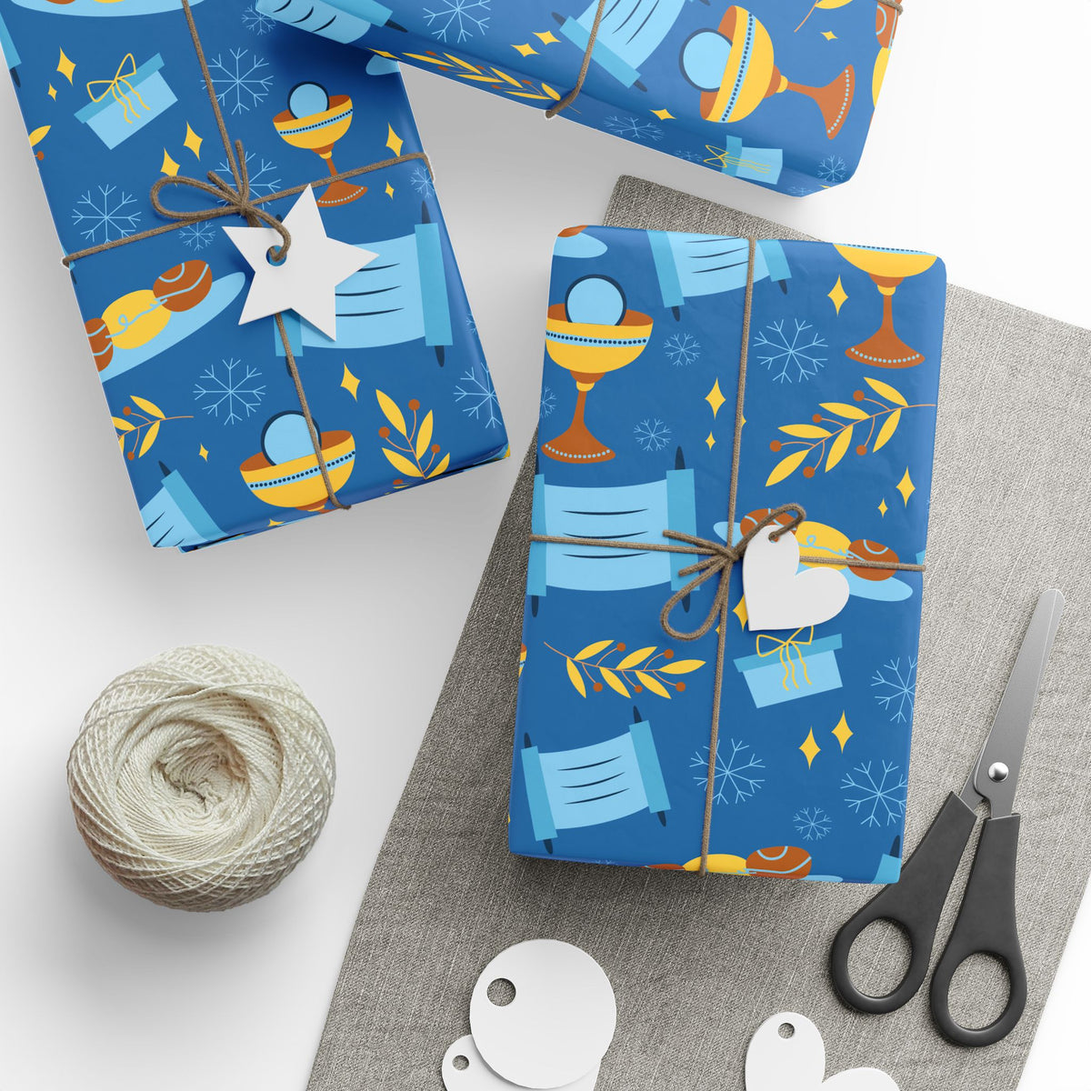 Gift Wrap with Scrolls, Challah, & Olive Branches | Judaica Wrapping Paper
