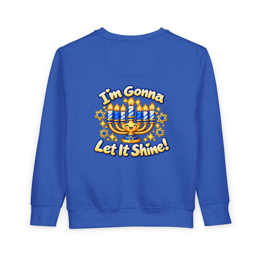 This Little Light of Mine Hanukkah Toddler Sweatshirt – Front & Back Menorah Pullover | I’m Gonna Let It Shine