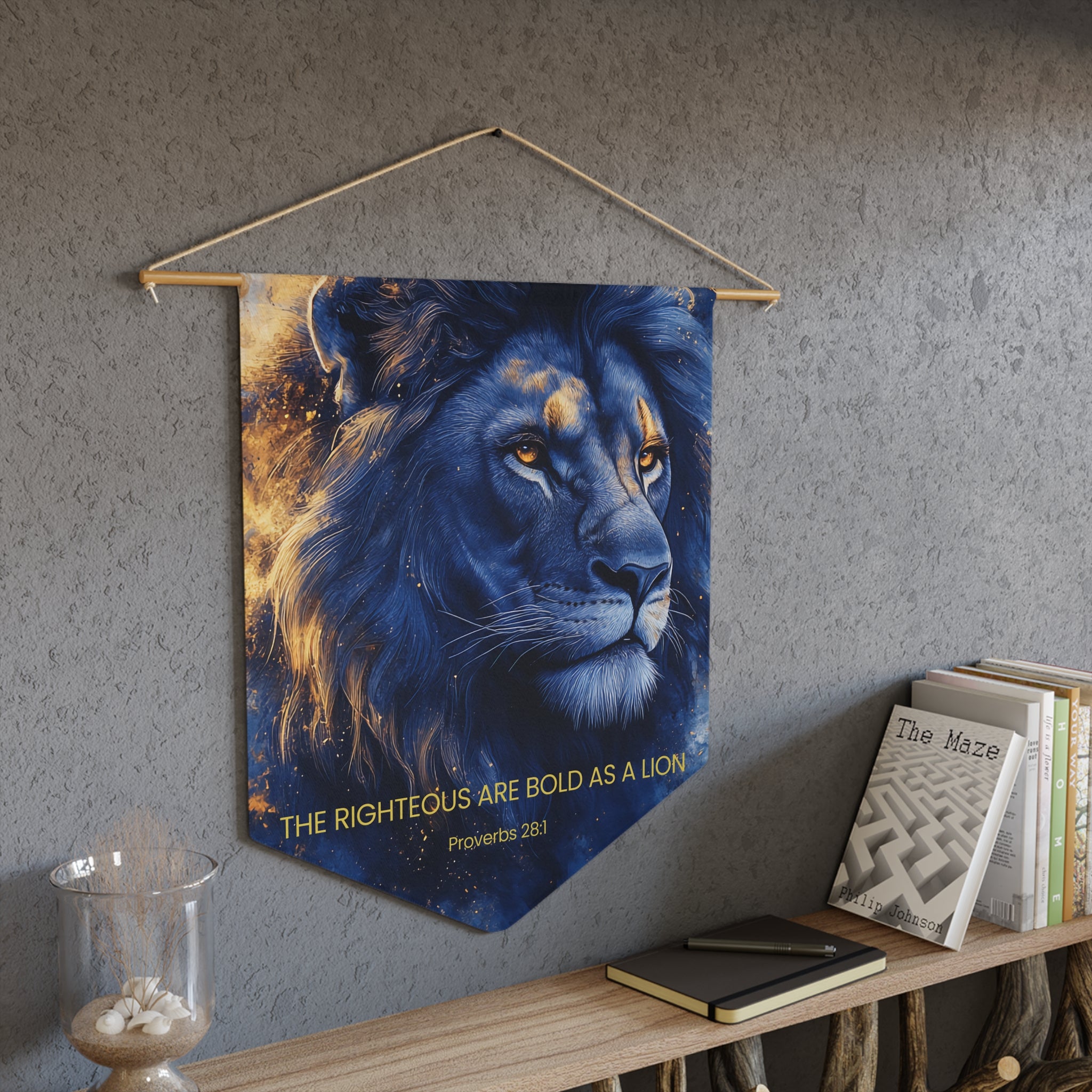 The Righteous Are Bold as a Lion | Proverbs 28:1 Wall Pennant