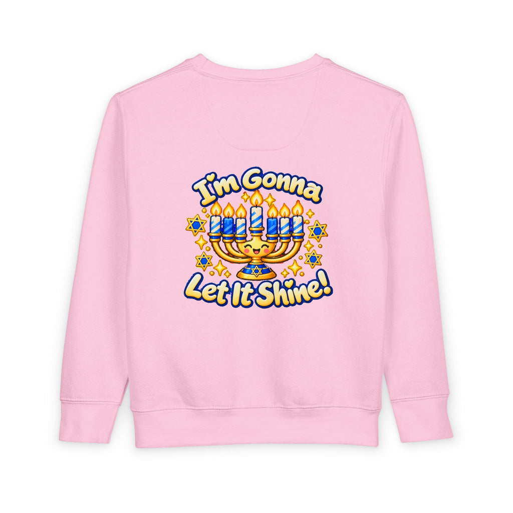 This Little Light of Mine Hanukkah Toddler Sweatshirt – Front & Back Menorah Pullover | I’m Gonna Let It Shine