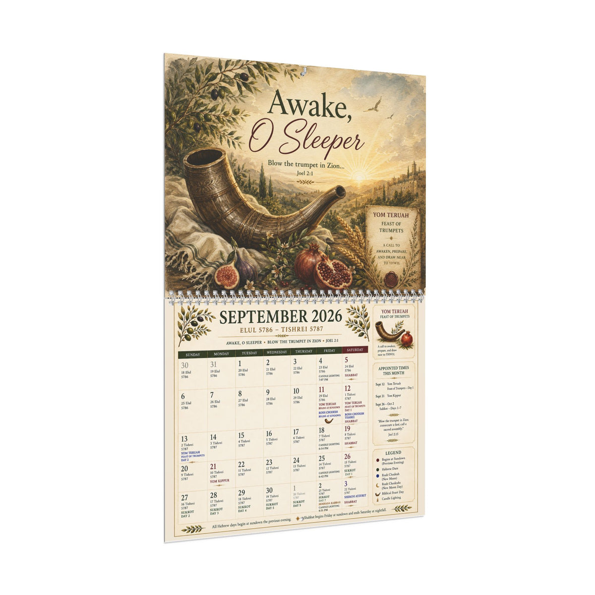 Biblical Hebrew Calendar 2026–2027 | Appointed Times & Feast Days Wall Calendar