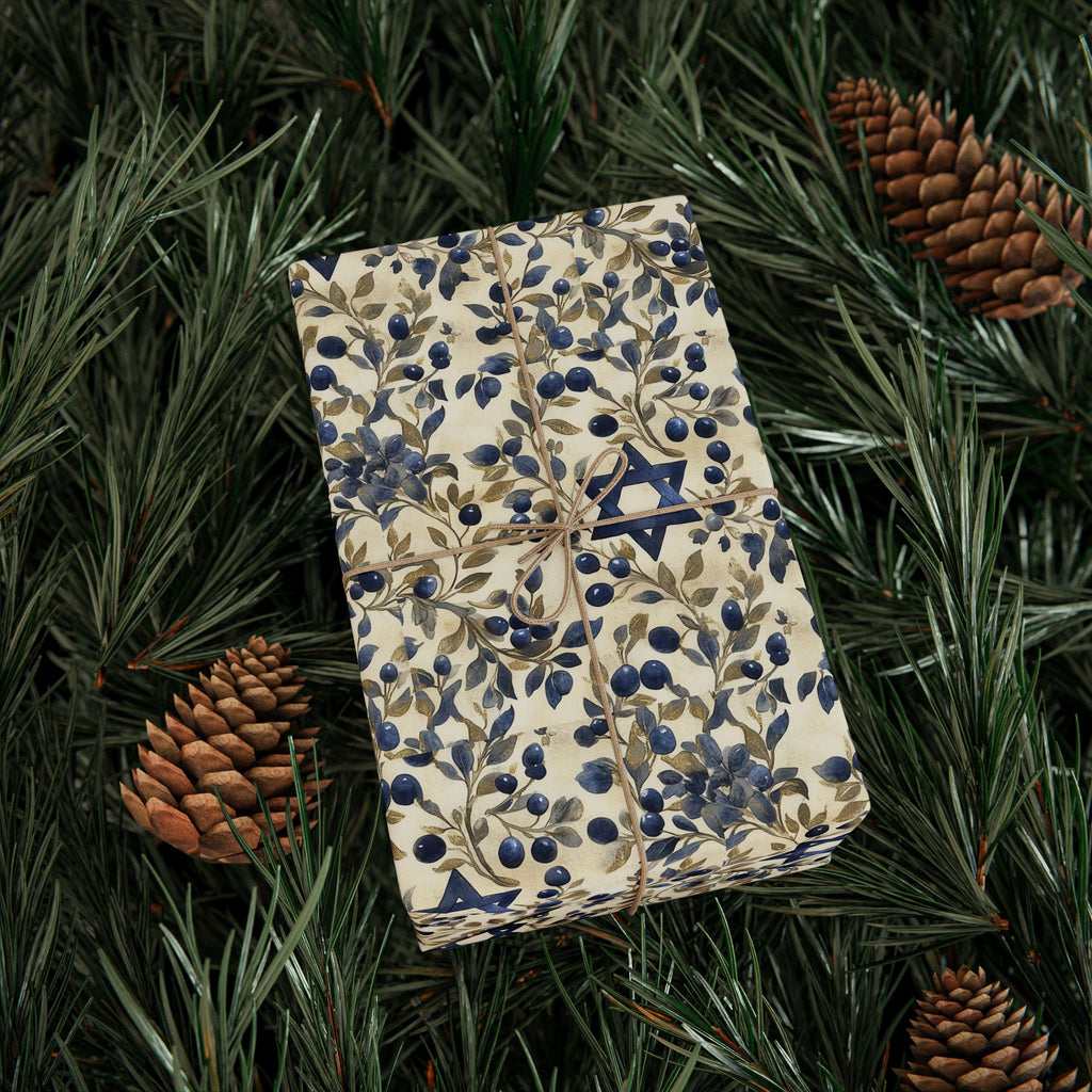 Floral Star of David Gift Wrap | Judaica Wrapping Paper