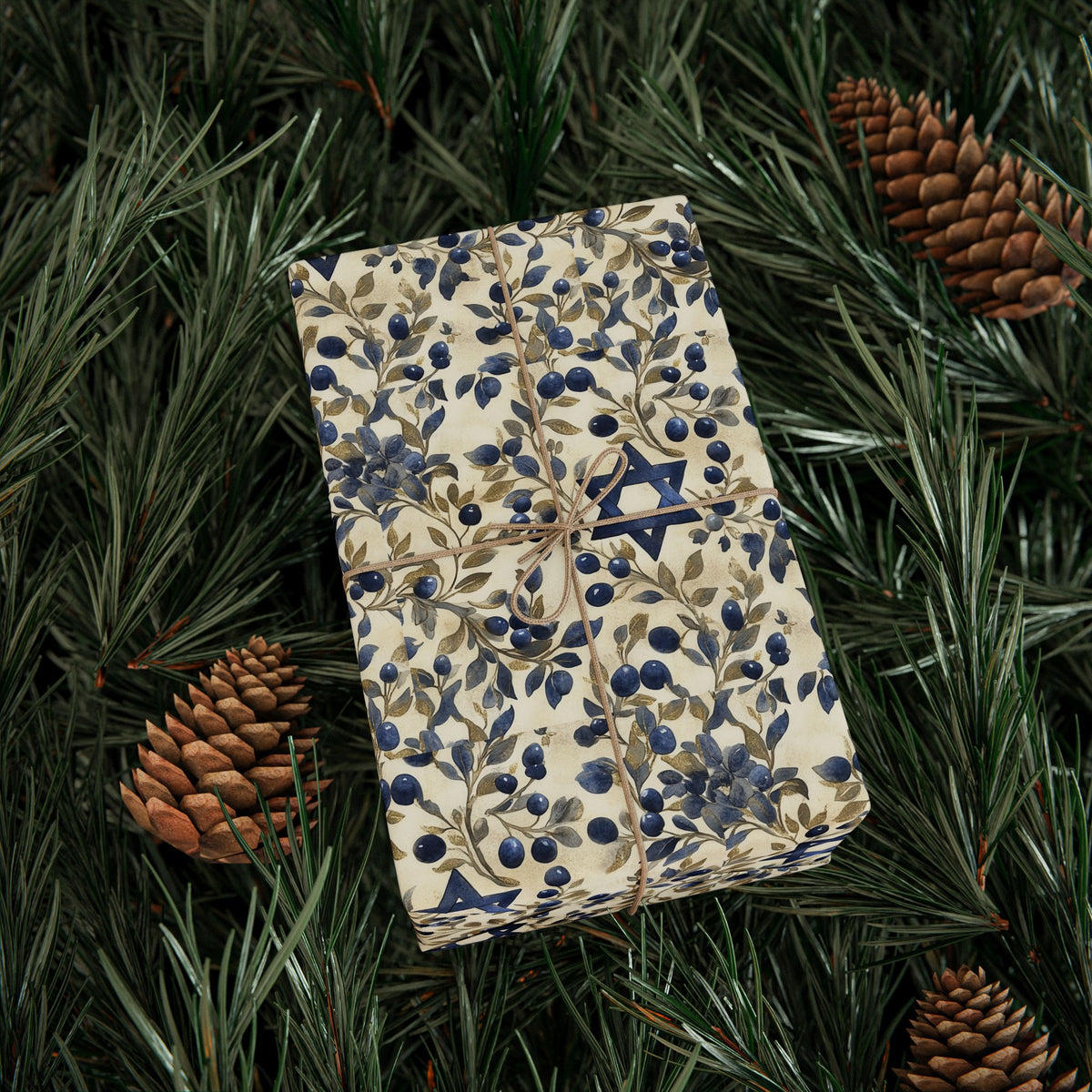 Floral Star of David Gift Wrap | Judaica Wrapping Paper
