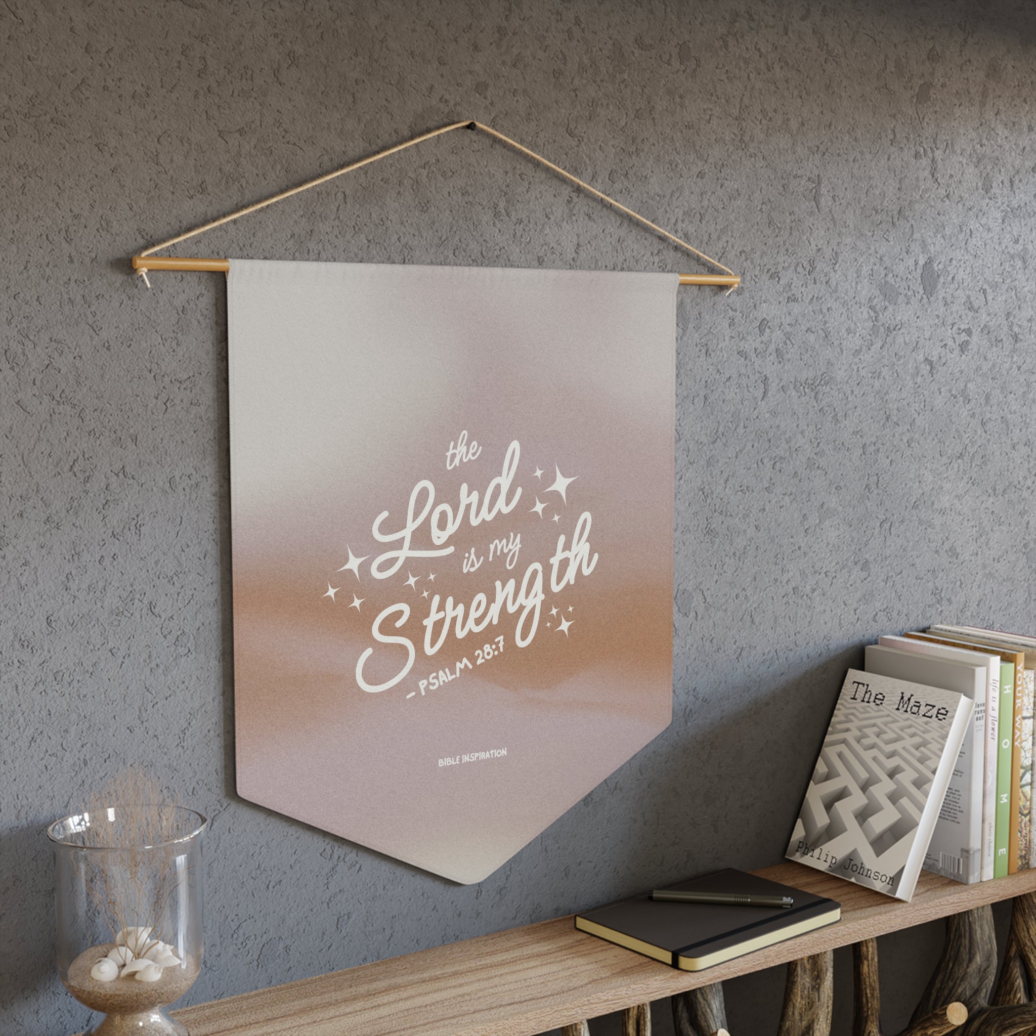 The Lord Is My Strength pennant | Faith Wall Banner, Psalm 28:7