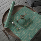 Menorah & Star of David Wrapping Paper | Green & Gold Holiday Gift Wrap