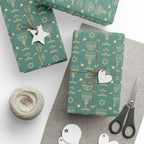 Menorah & Star of David Wrapping Paper | Green & Gold Holiday Gift Wrap