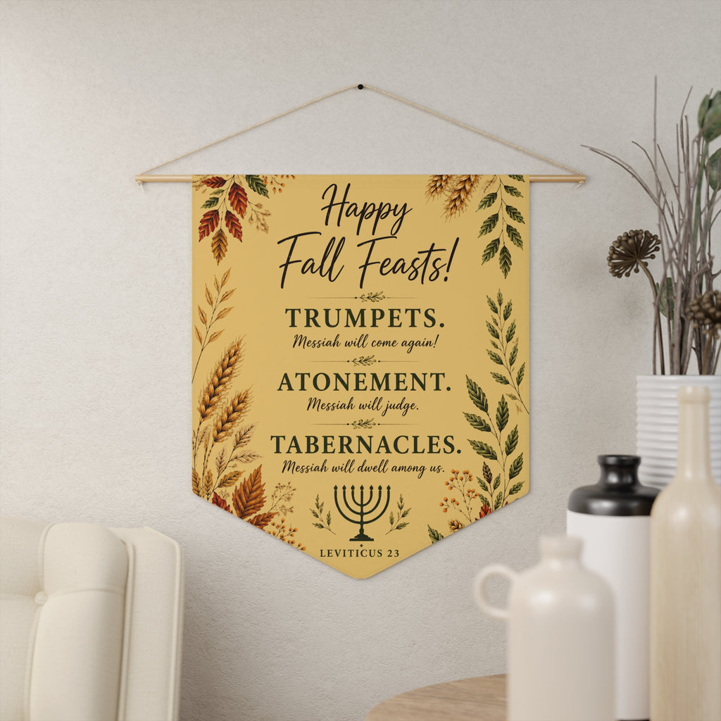 Happy Fall Feasts | Trumpets Atonement Tabernacles Wall Pennant