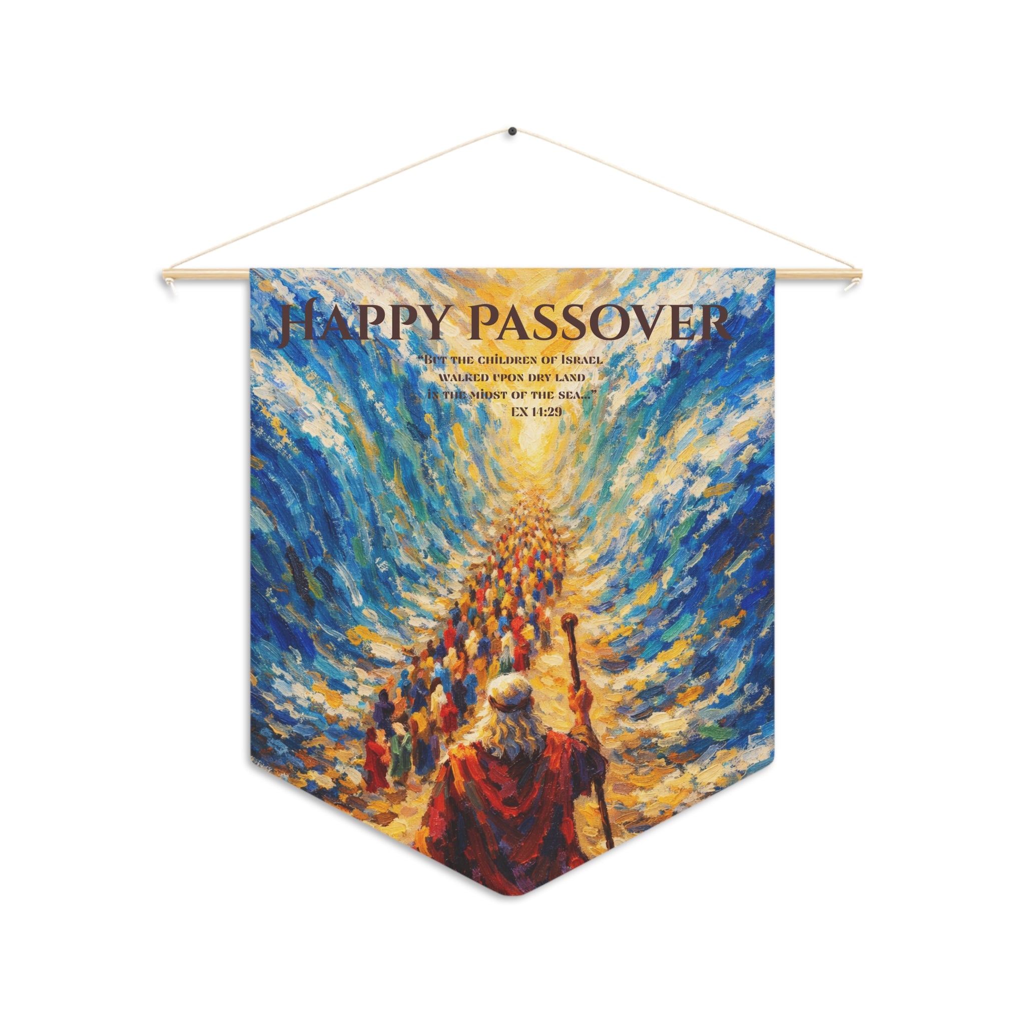 Happy Passover Pennant - Exodus 14:29 Wall Hanging