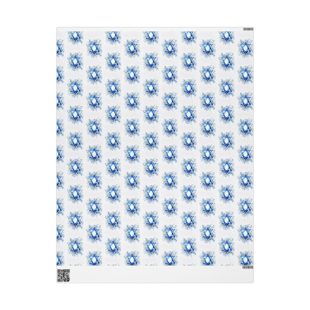 Star of David Wrapping Paper  | Blue Watercolor Judaica Gift Wrap