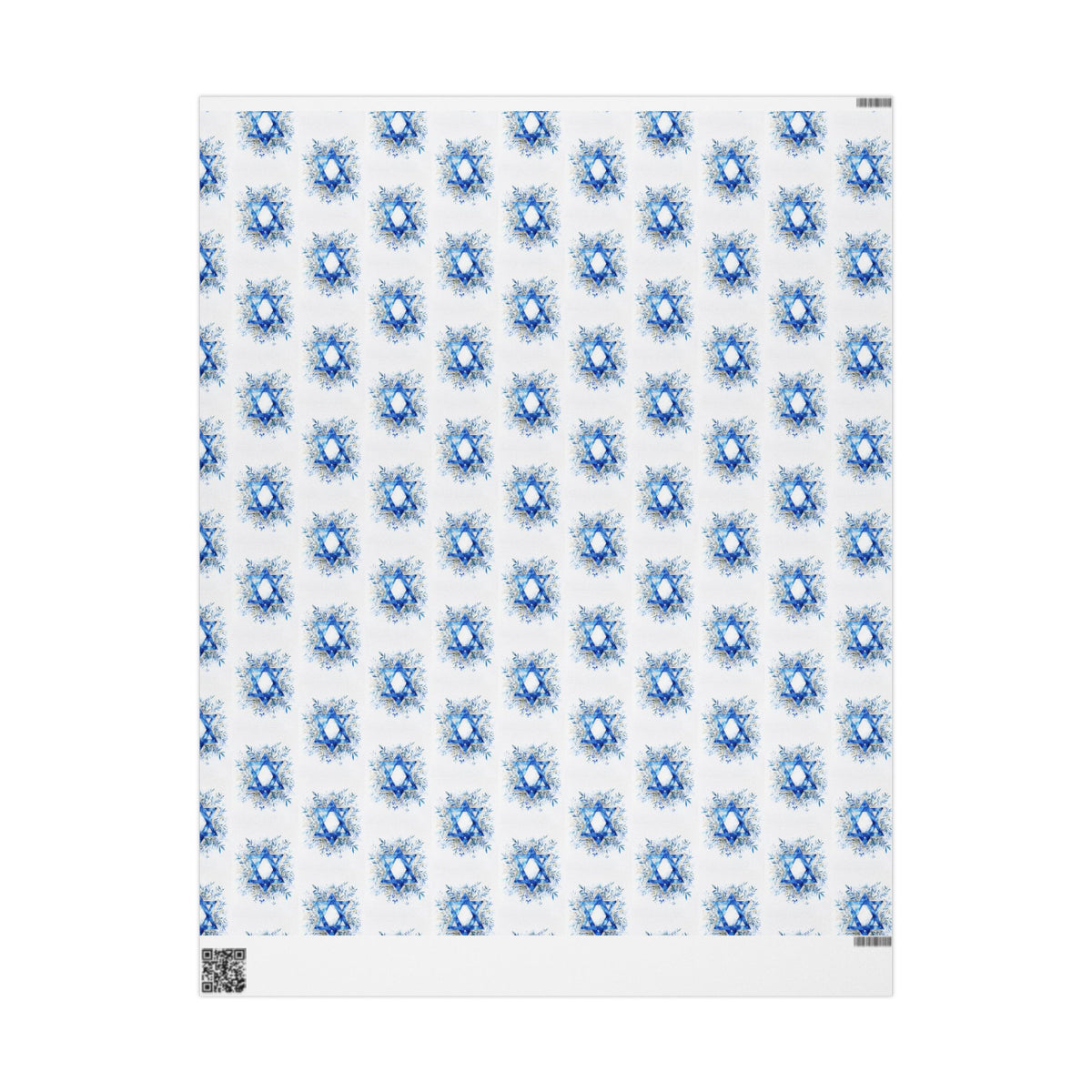 Star of David Wrapping Paper  | Blue Watercolor Judaica Gift Wrap