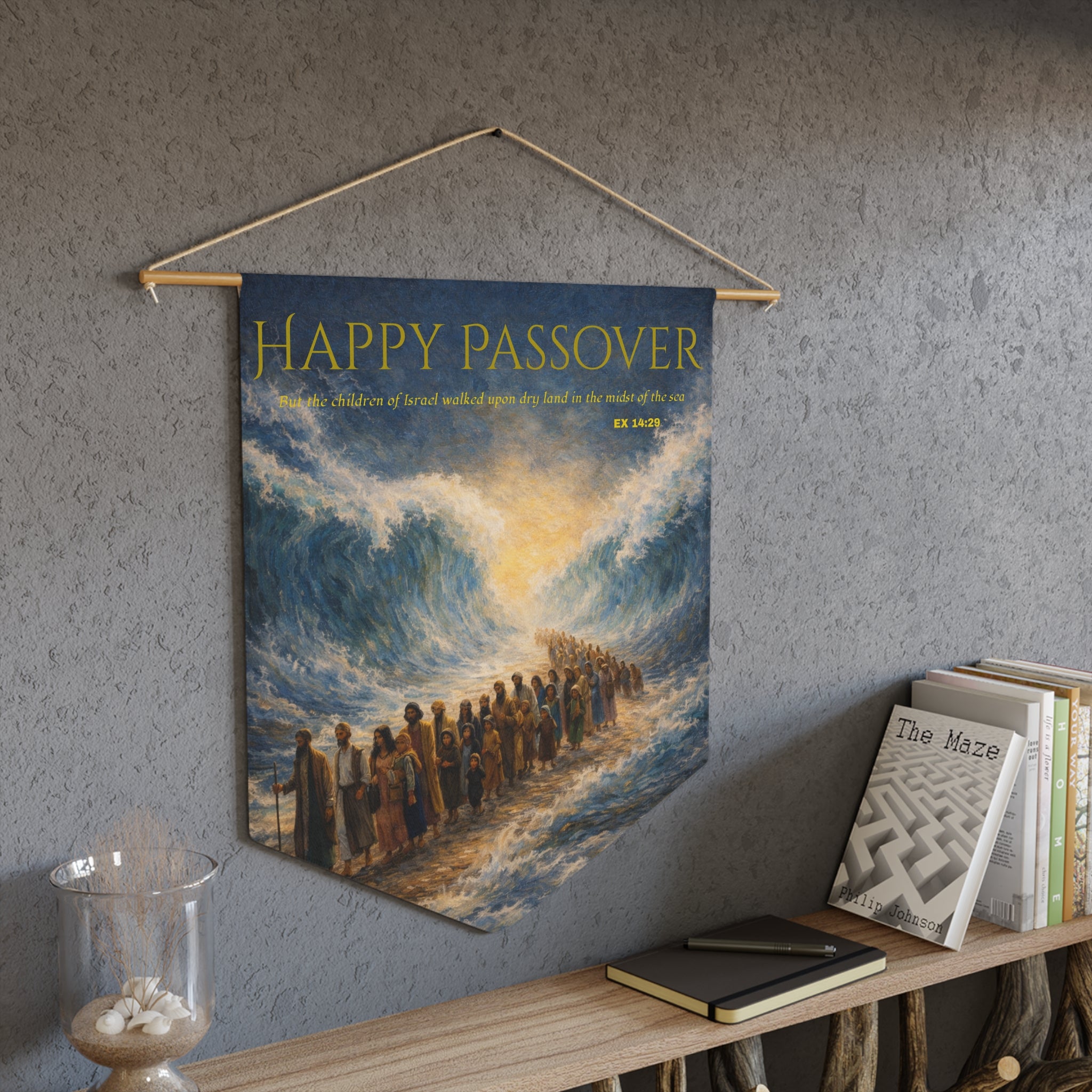 Happy Passover Pennant | Exodus Parting of the Red Sea Wall Banner