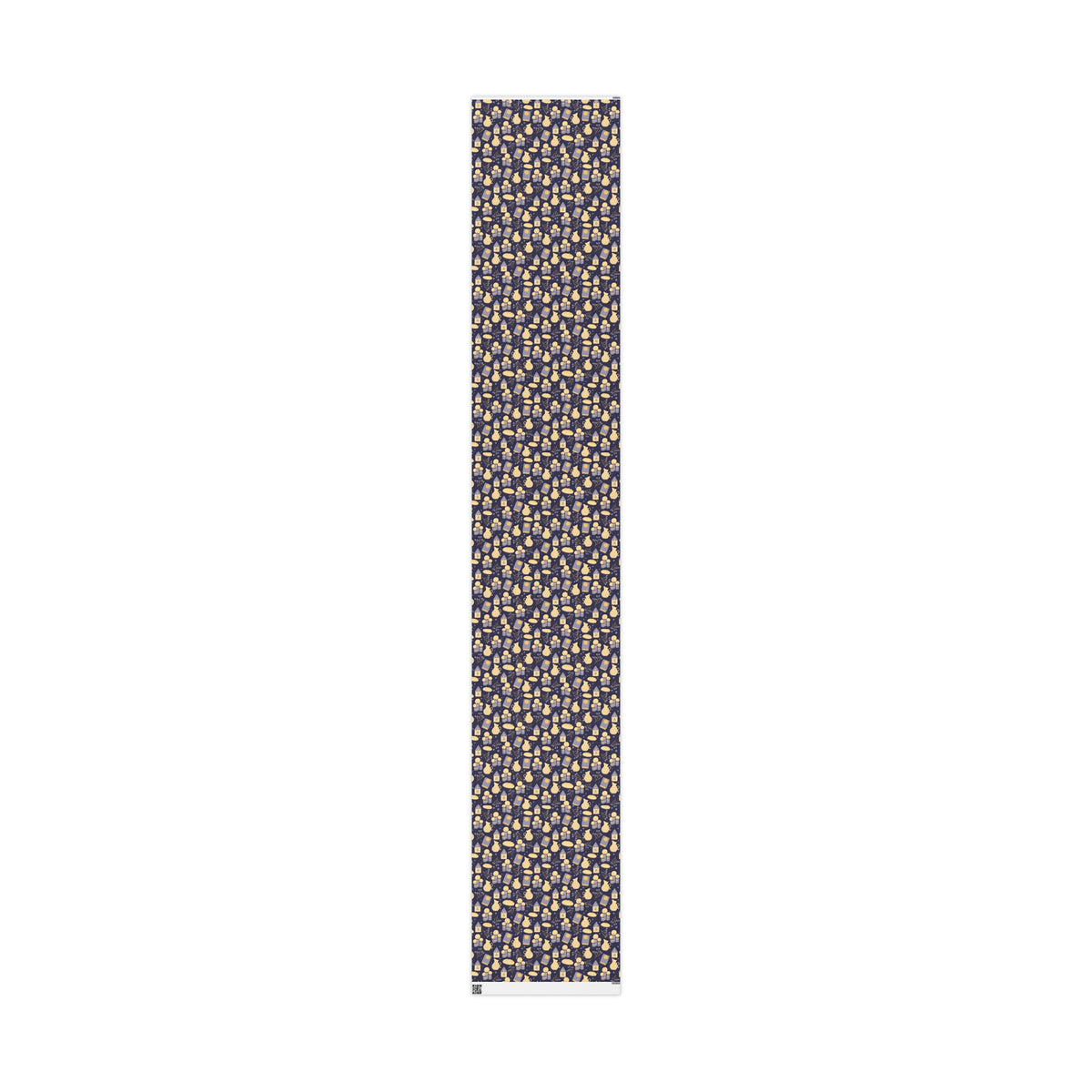 Shabbat Wrapping Paper | Elegant Navy & Gold Judaica Gift Wrap with Candles, Challah, Stars |