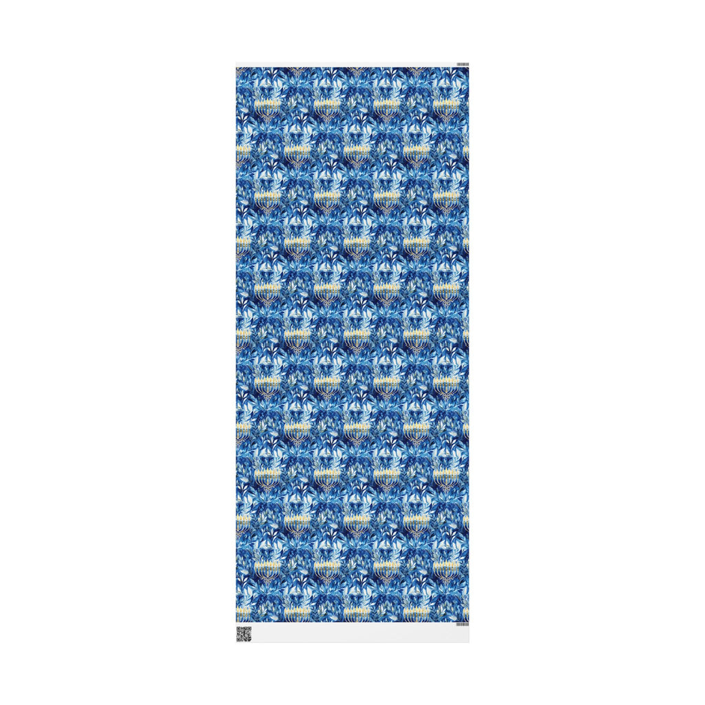 Menorah Blue Marble Swirl Wrapping Paper