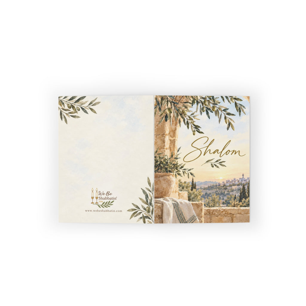 Jerusalem Overlook Shalom Greeting Card | Faith-Based Encouragement Card (8, 16, and 24 pcs)