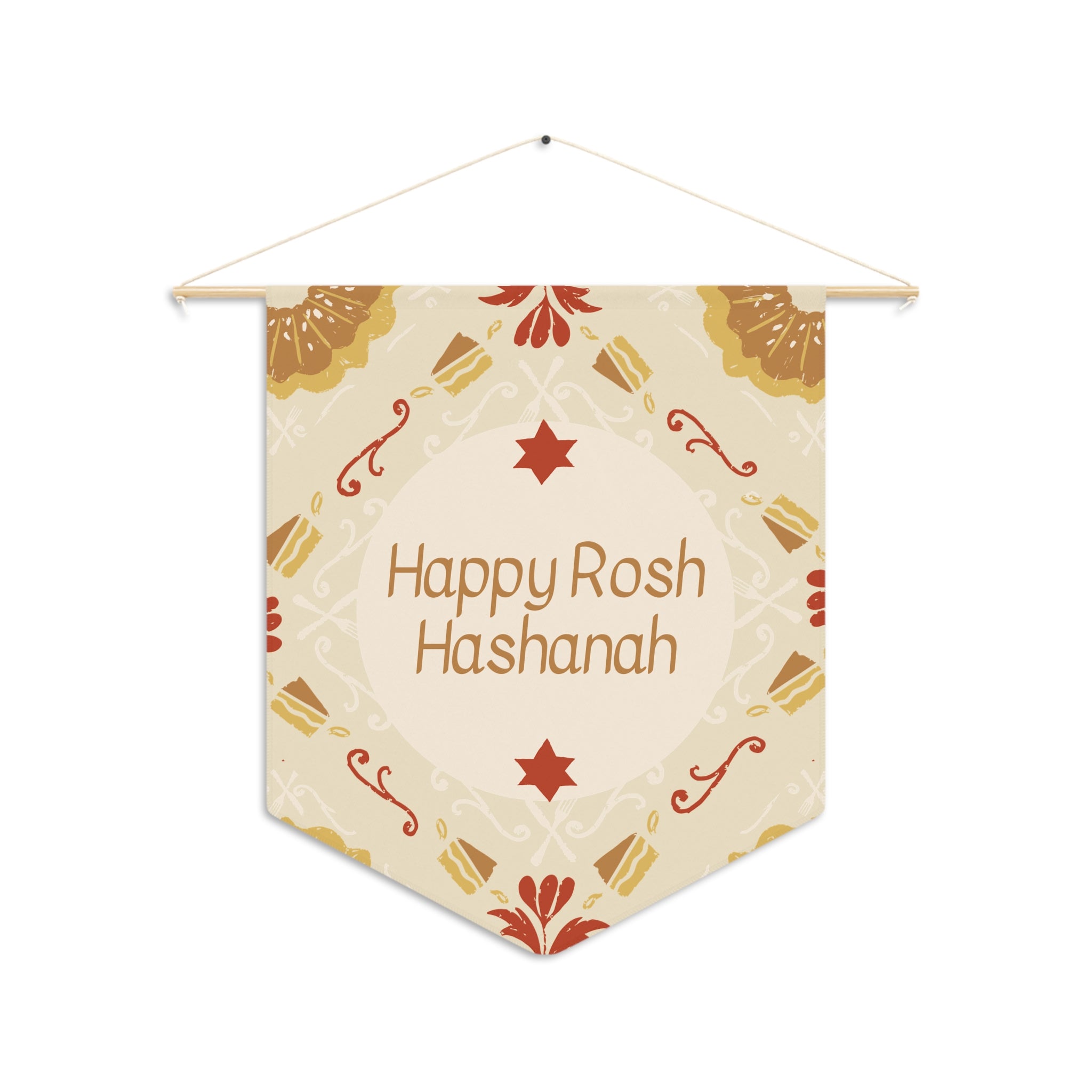 Happy Rosh Hashanah | Warm Folk Art Wall Pennant