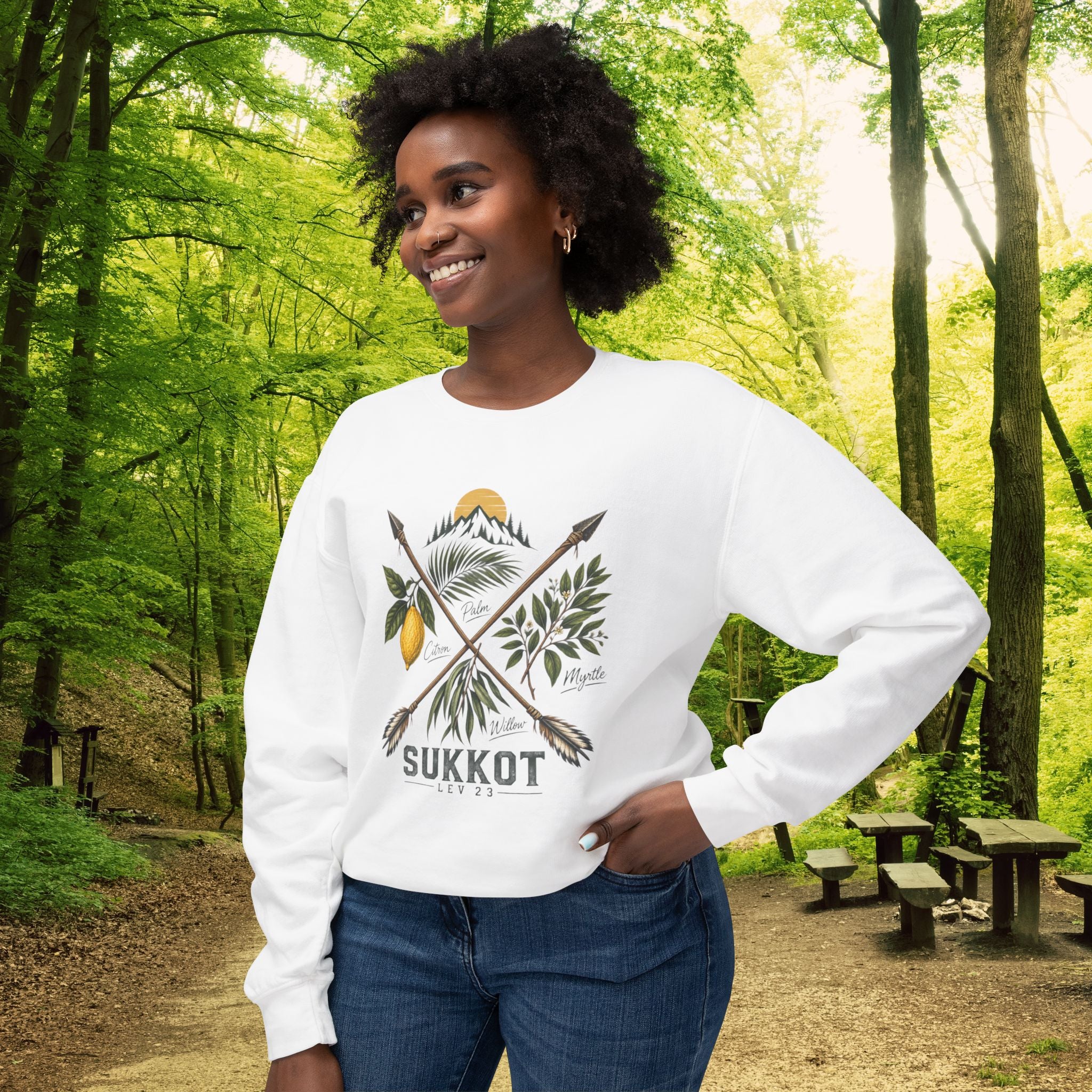 Sukkot Four Species Sweatshirt | Biblical Feast Day Outdoor Crewneck | Arba Minim Lev 23